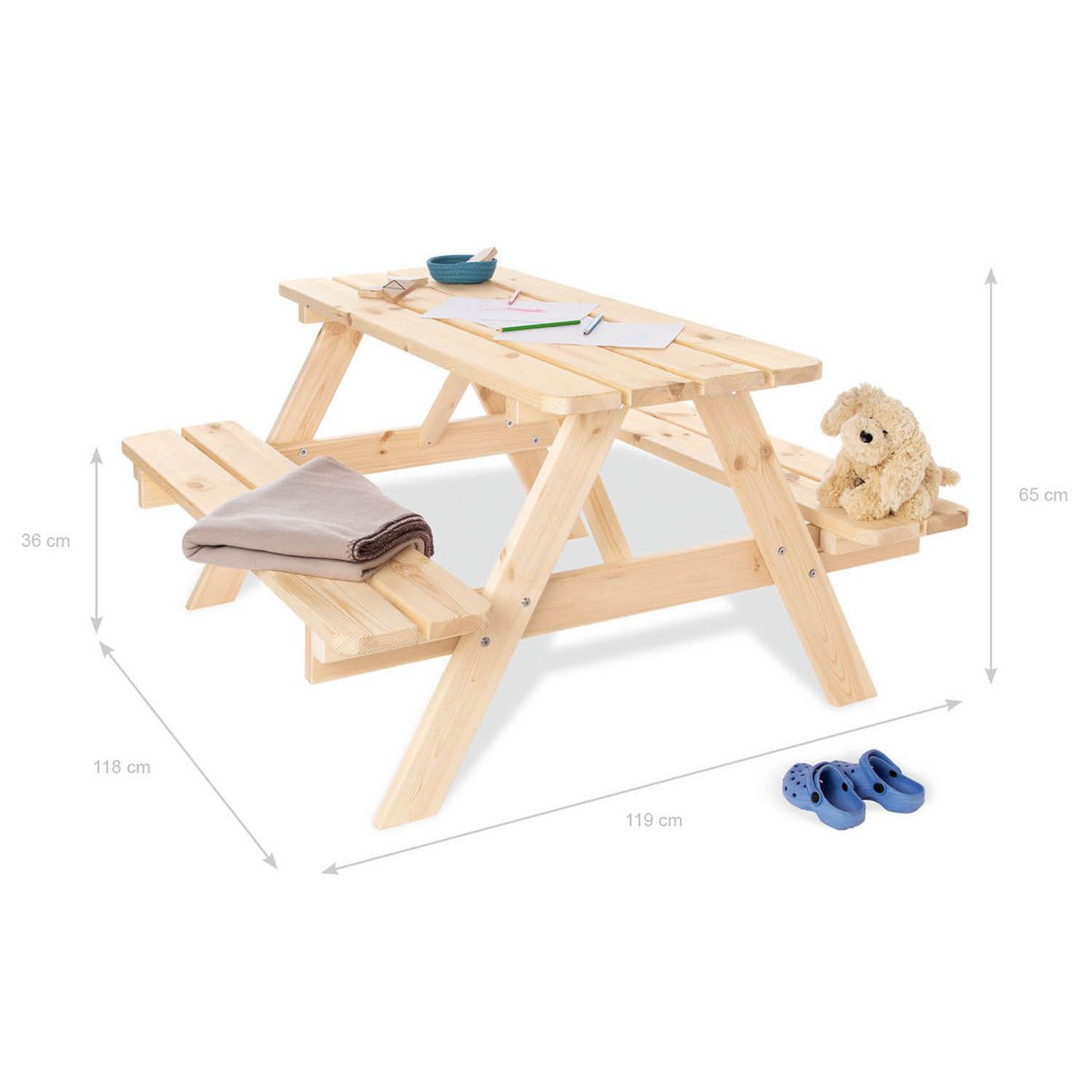 NICKI FÜR 4 MAXI Kinder-Picknickbank (natur)