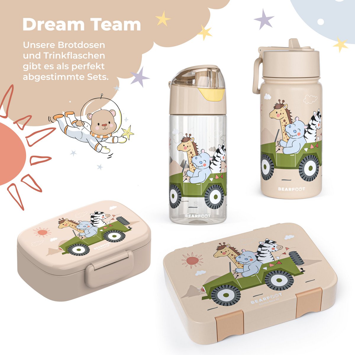 Kinder Trinkflasche Tritan – Wasserflasche Safari | 450 ml