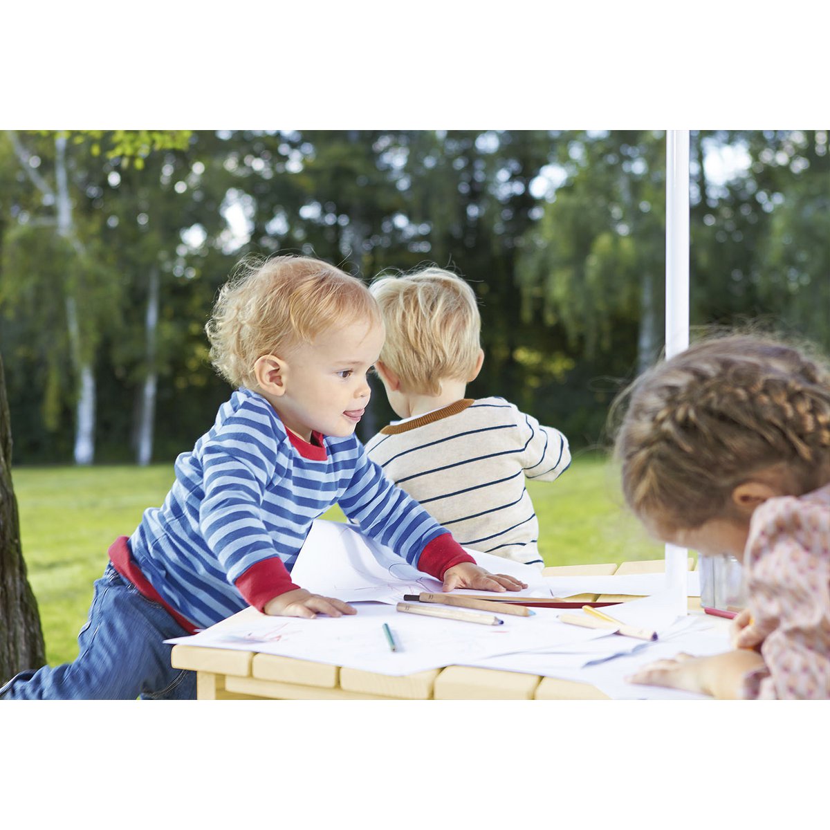 NICKI 6-ECK Kinder-Picknickbank (natur)
