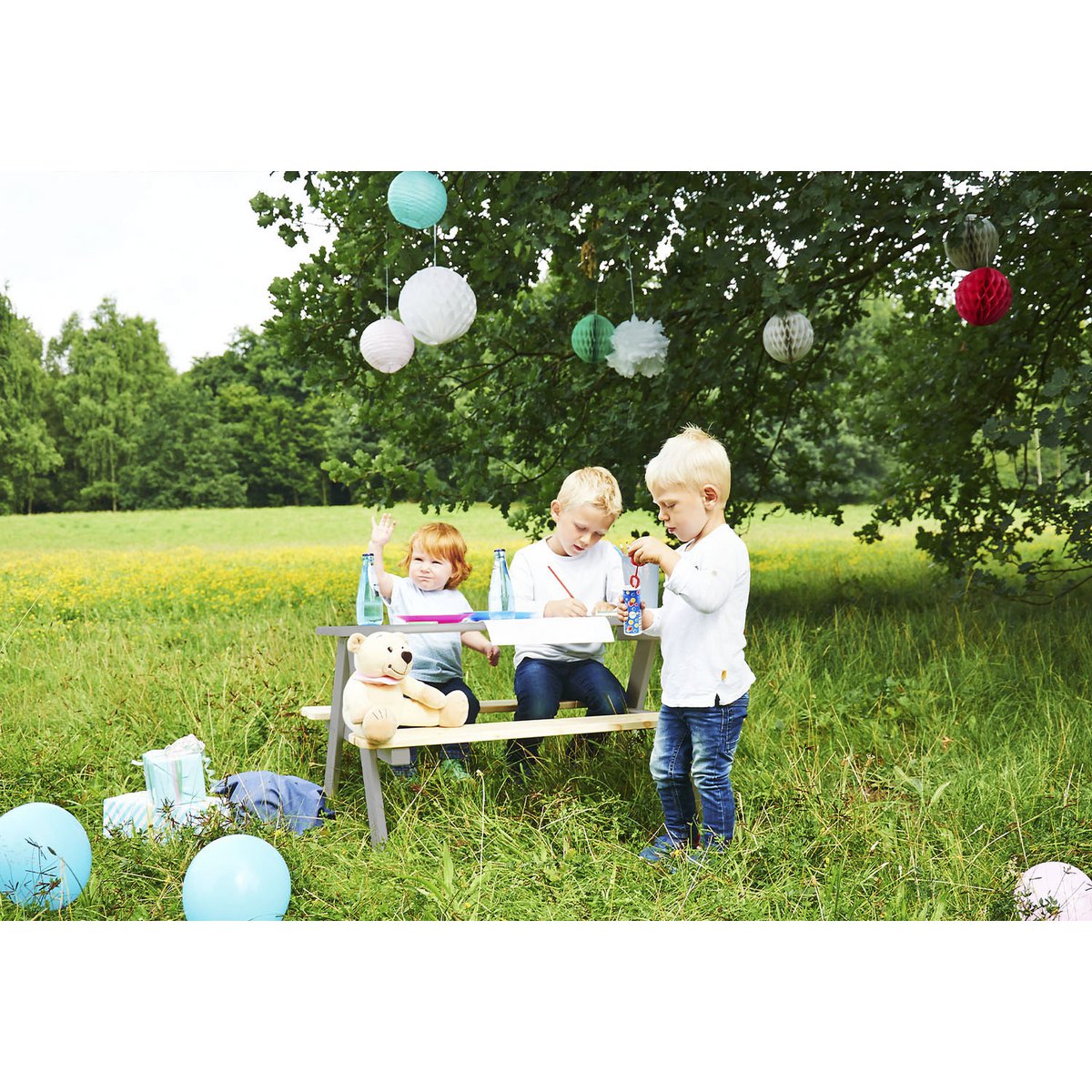 NICKI FÜR 4 Kinder-Picknickbank (grau)