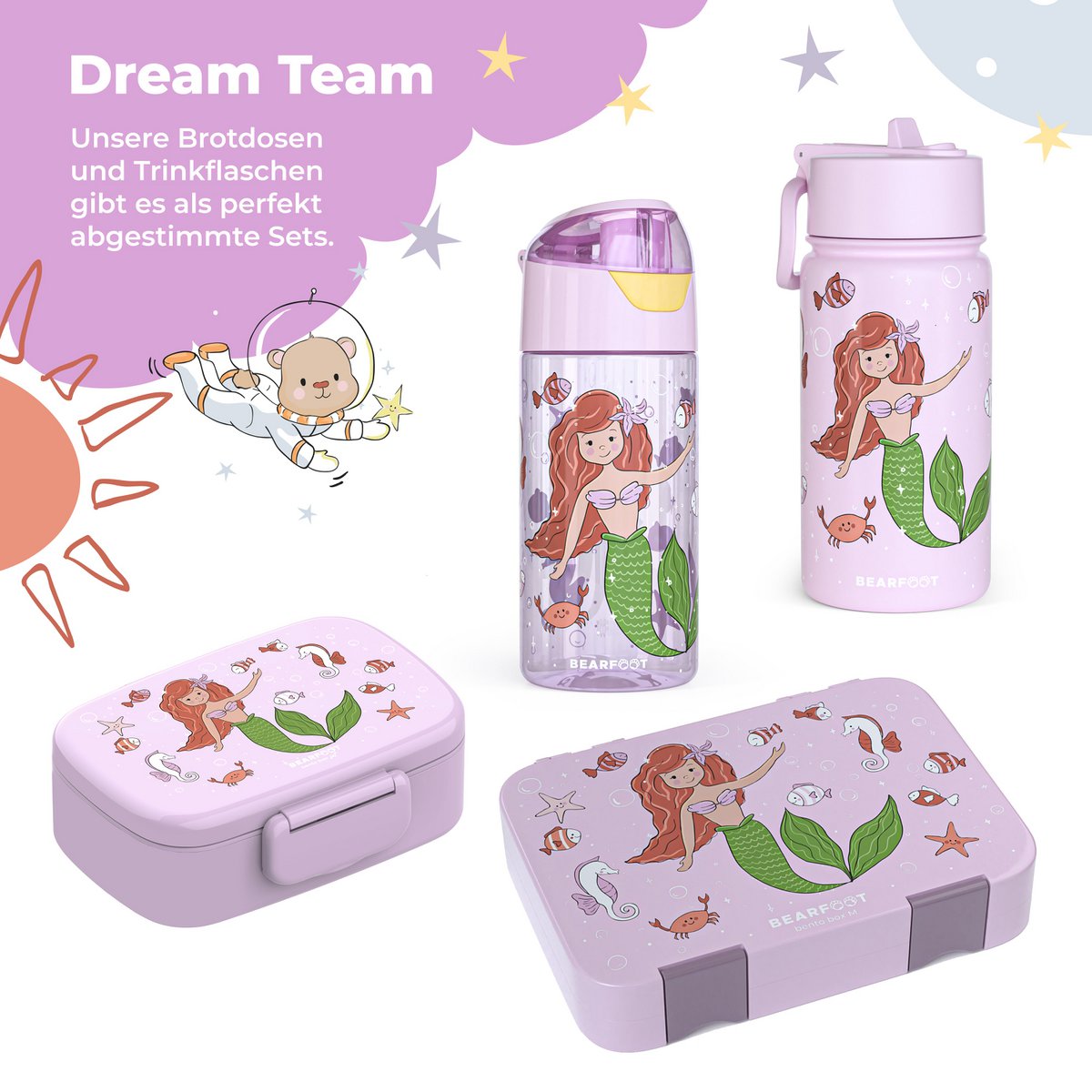 Kinder Thermosflasche Edelstahl – Meerjungfrau | 400 ml