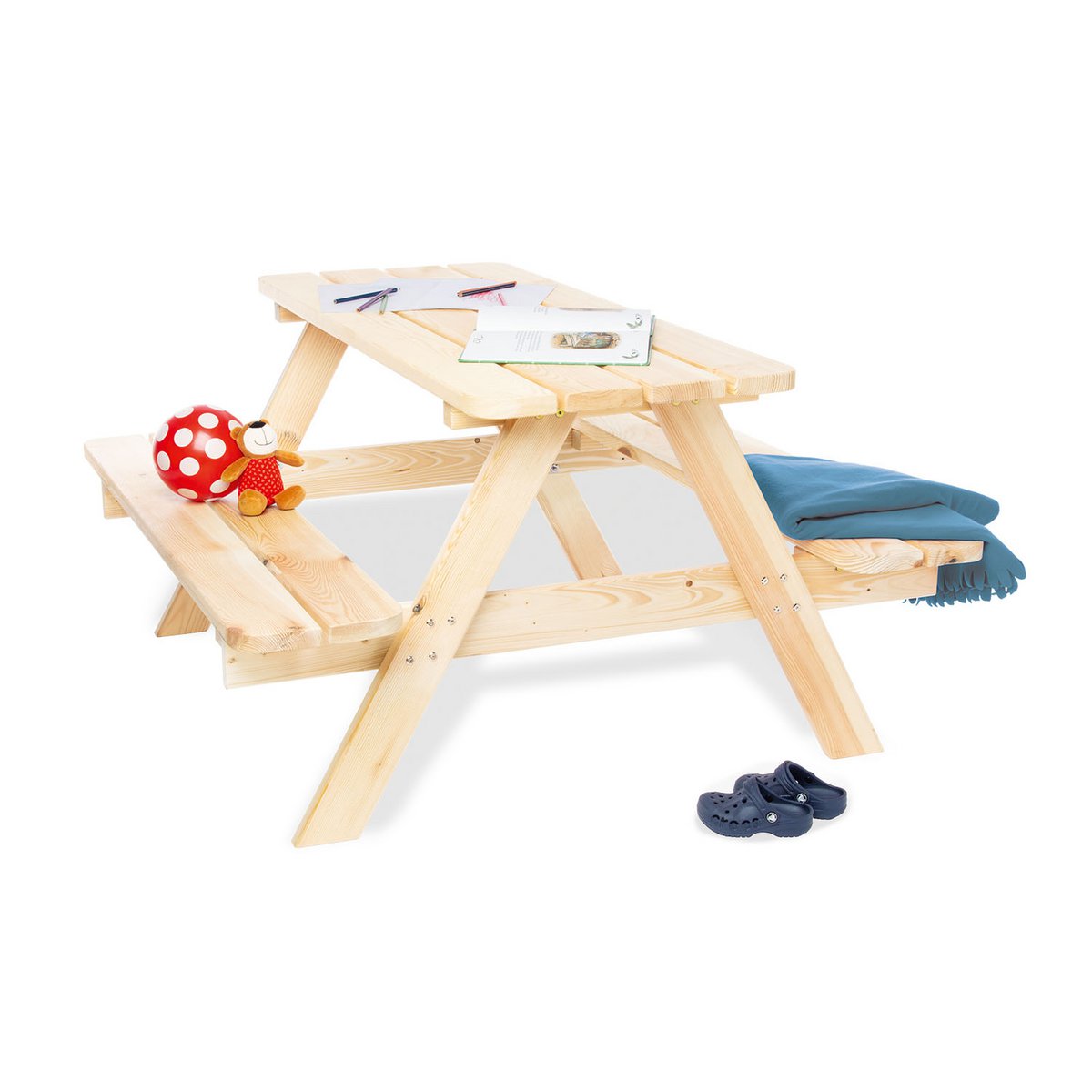 NICKI FÜR 4 MAXI Kinder-Picknickbank (natur)