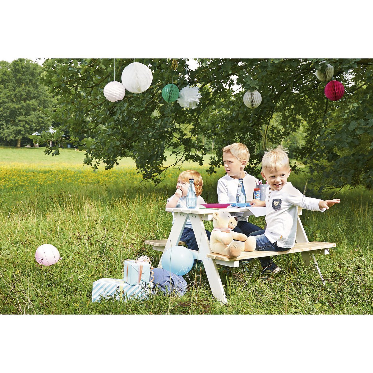 NICKI FÜR 4 Kinder-Picknickbank (weiß)