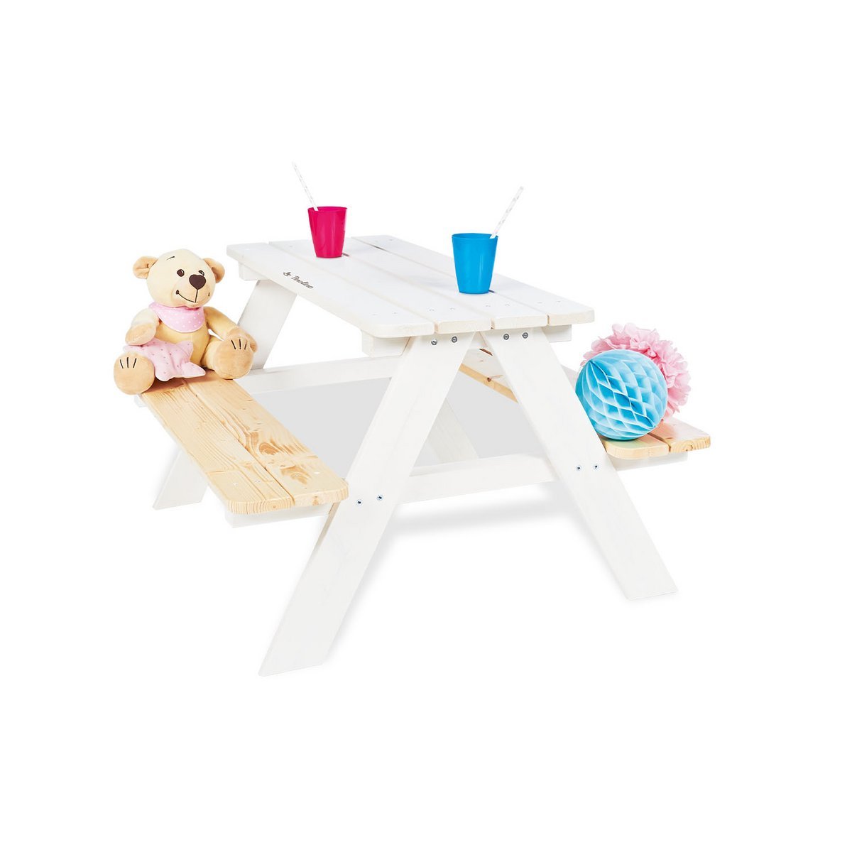 NICKI FÜR 4 Kinder-Picknickbank (weiß)