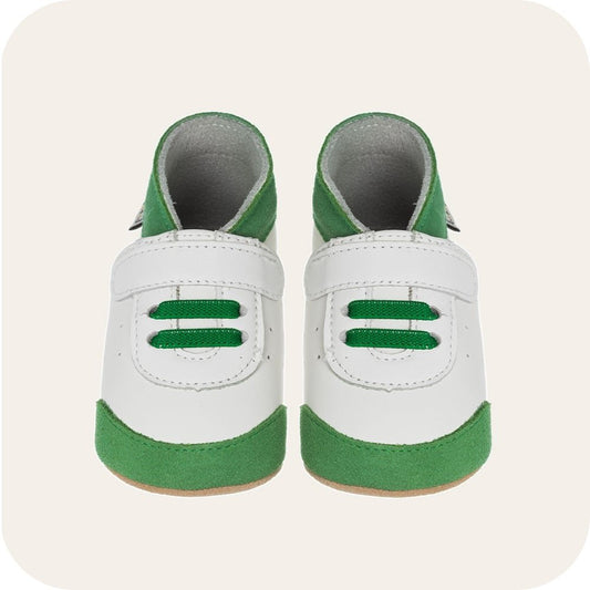 SNEAKER Babyhausschuhe aus weichem Leder (weiß/ grün)