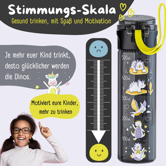 Kinder Trinkflasche 500 ml – Dinos Schwarz