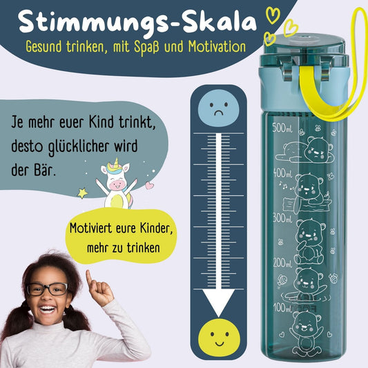 Kinder Trinkflasche 500 ml – Bär Logo Blau