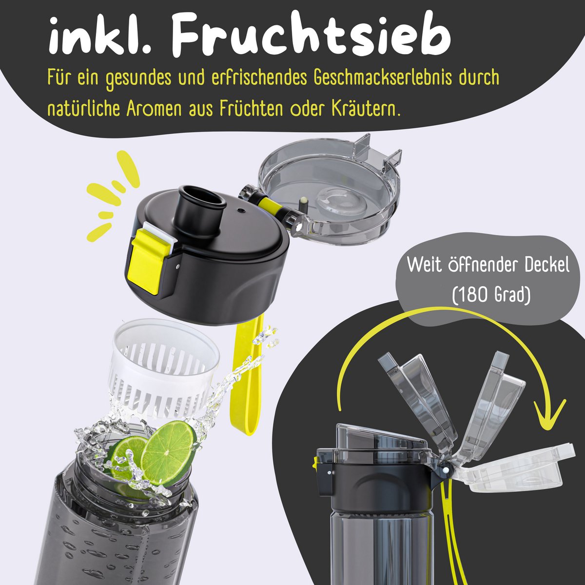 Kinder Trinkflasche 500 ml – Bär Logo Schwarz