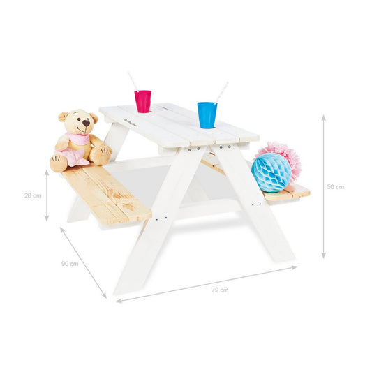 NICKI FÜR 4 Kinder-Picknickbank (weiß)