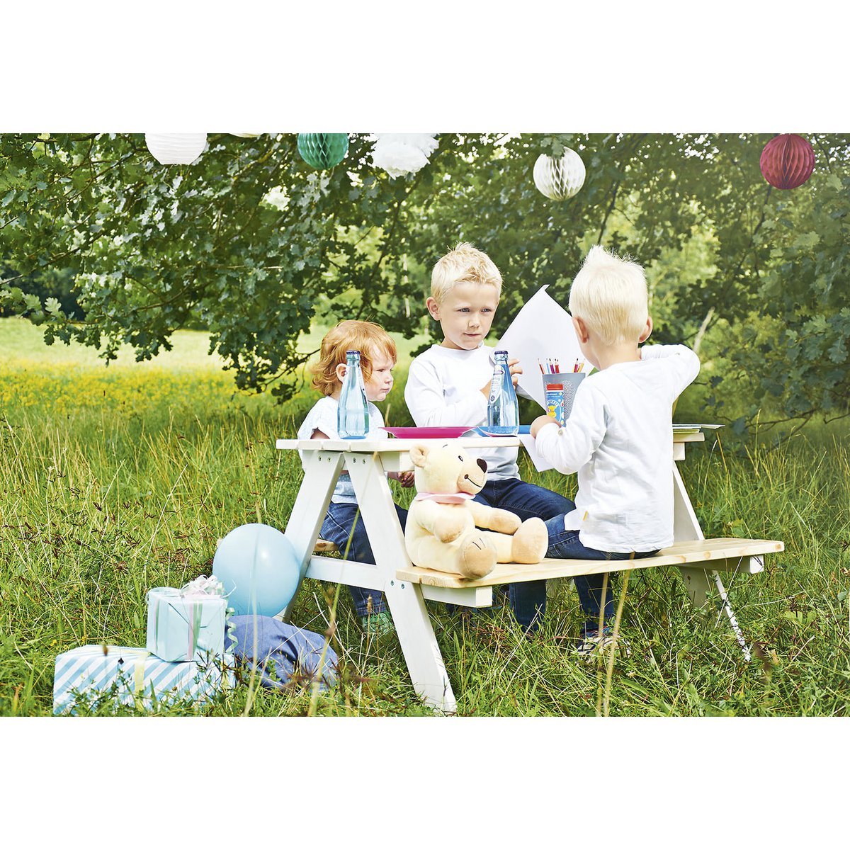 NICKI FÜR 4 Kinder-Picknickbank (weiß)