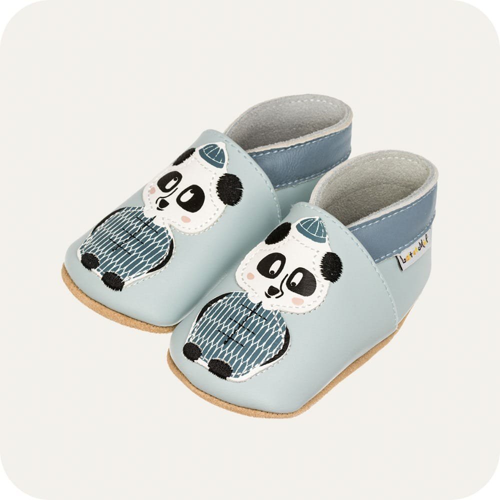 PANDA Babyhausschuhe aus weichem Leder