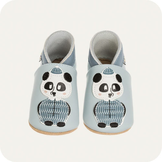PANDA Babyhausschuhe aus weichem Leder