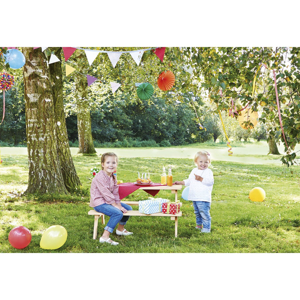 NICKI FÜR 4 Kinder-Picknickbank (natur)