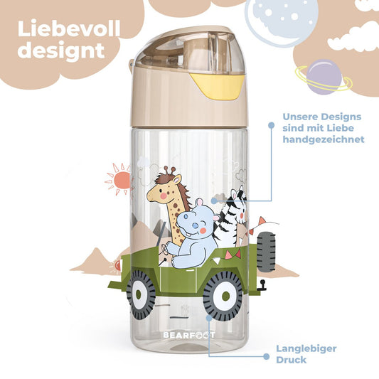 Kinder Trinkflasche Tritan – Wasserflasche Safari | 450 ml