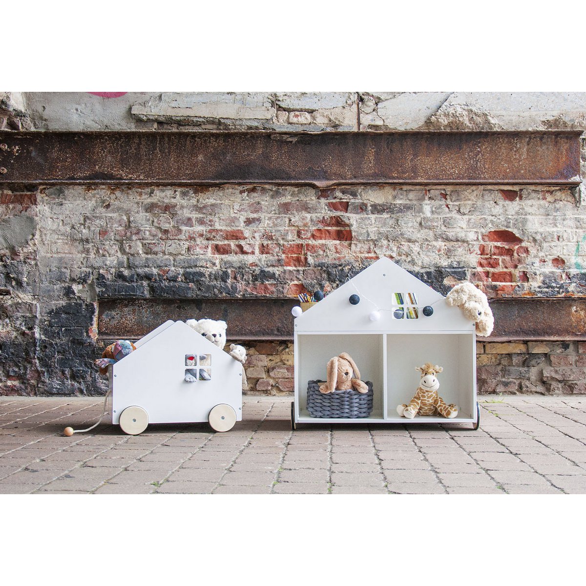 HUS Kinder-Bücherregal auf Rollen (weiß)