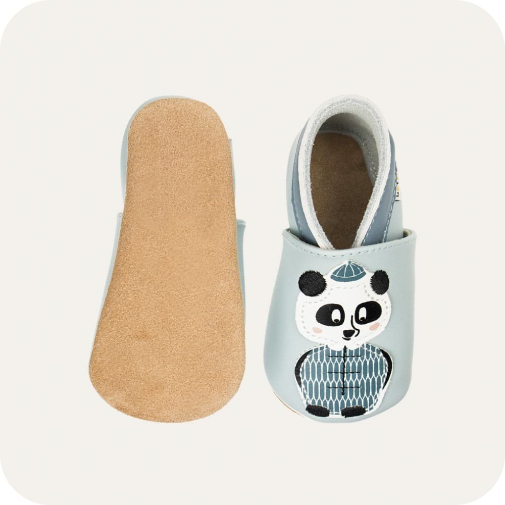 PANDA Babyhausschuhe aus weichem Leder