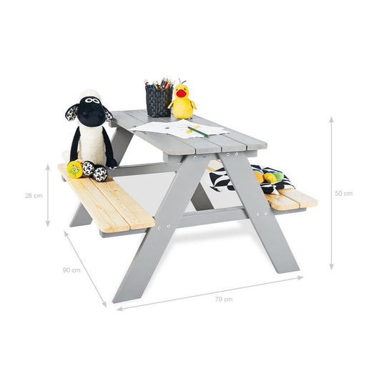 NICKI FÜR 4 Kinder-Picknickbank (grau)