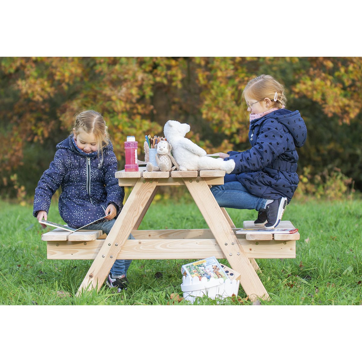 NICKI FÜR 4 MAXI Kinder-Picknickbank (natur)