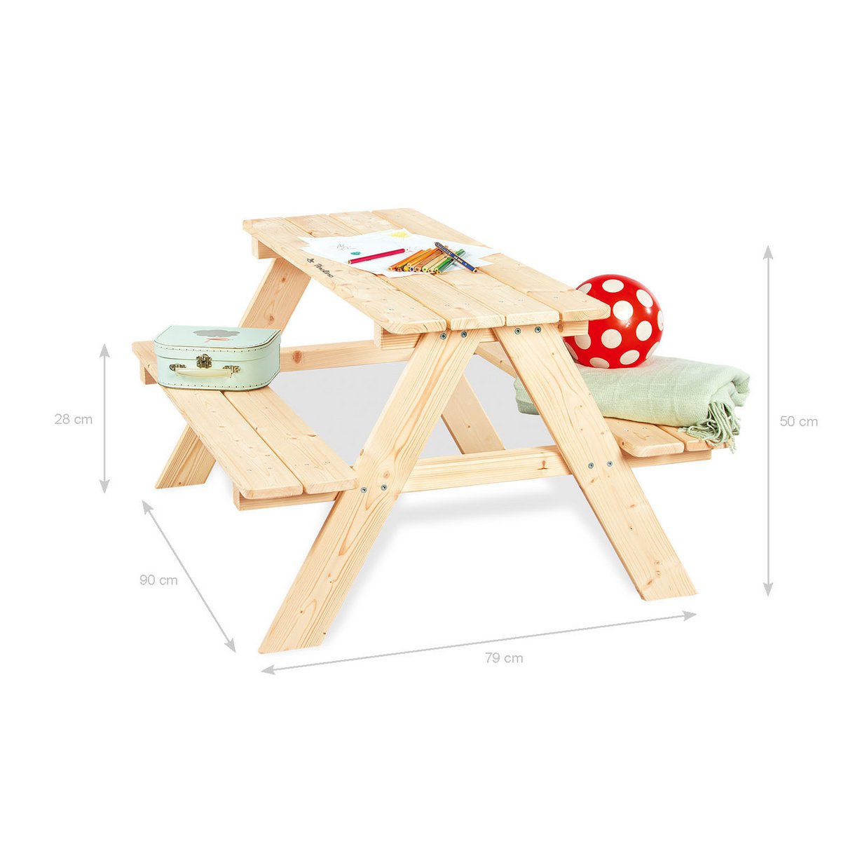 NICKI FÜR 4 Kinder-Picknickbank (natur)