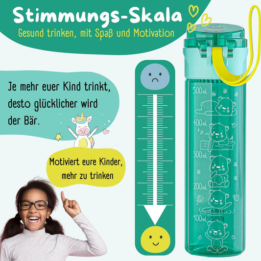 Kinder Trinkflasche 500 ml – Bär Logo Mint