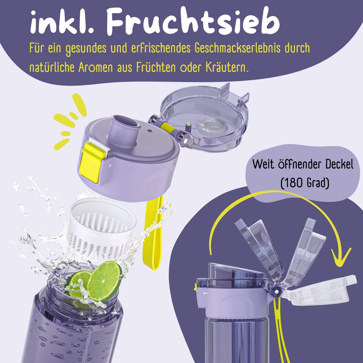 Kinder Trinkflasche 500 ml – Bär Logo Lila-Pink