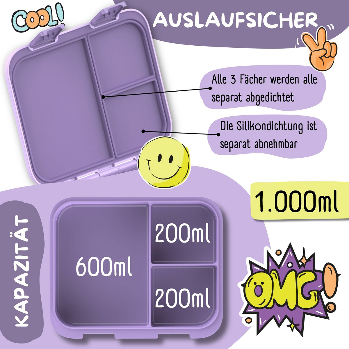 COMPACT Kinder Brotdose Bento Box - Lama