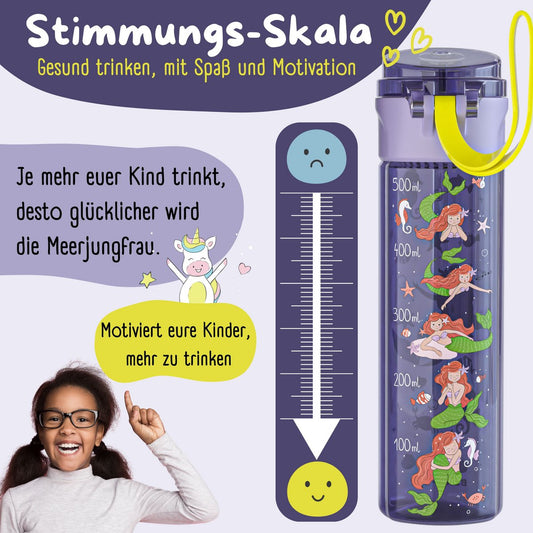 Kinder Trinkflasche 500ml Meerjungfrau Lila