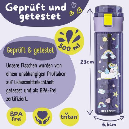 Kinder Trinkflasche 500ml - Einhorn Lila