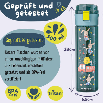 Kinder Trinkflasche 500 ml – Hase & Feuerwehr
