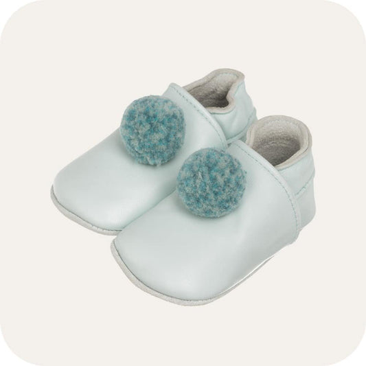 SKY BLUE Babyhausschuhe mit Pompons