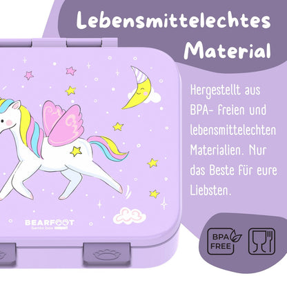 COMPACT Kids Lunch Box Bento Box - Unicorn purple