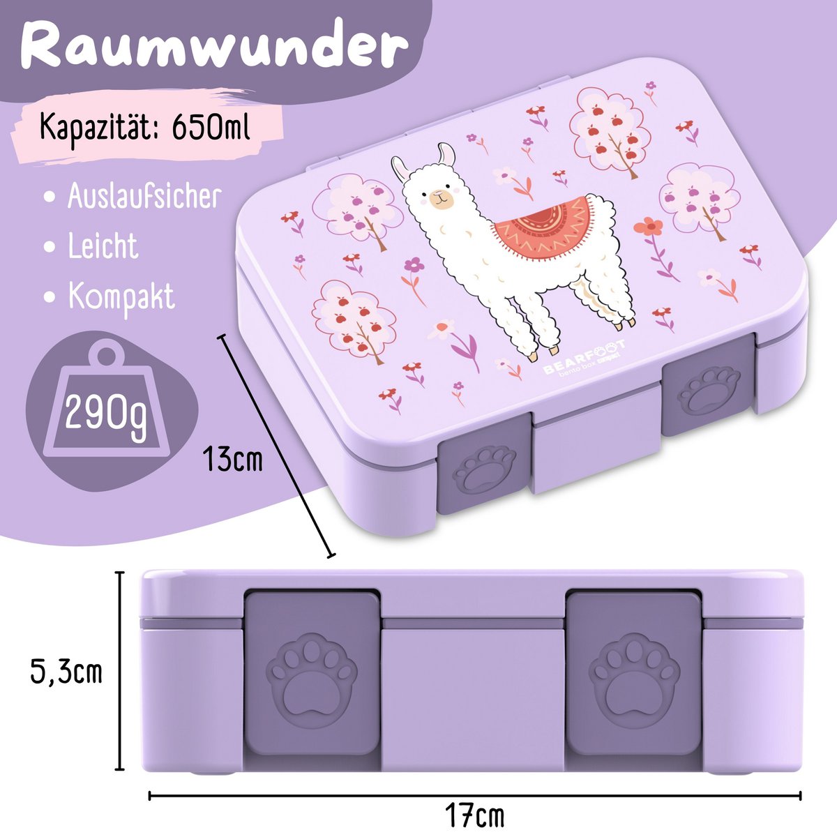 COMPACT Kinder Brotdose Bento Box - Lama