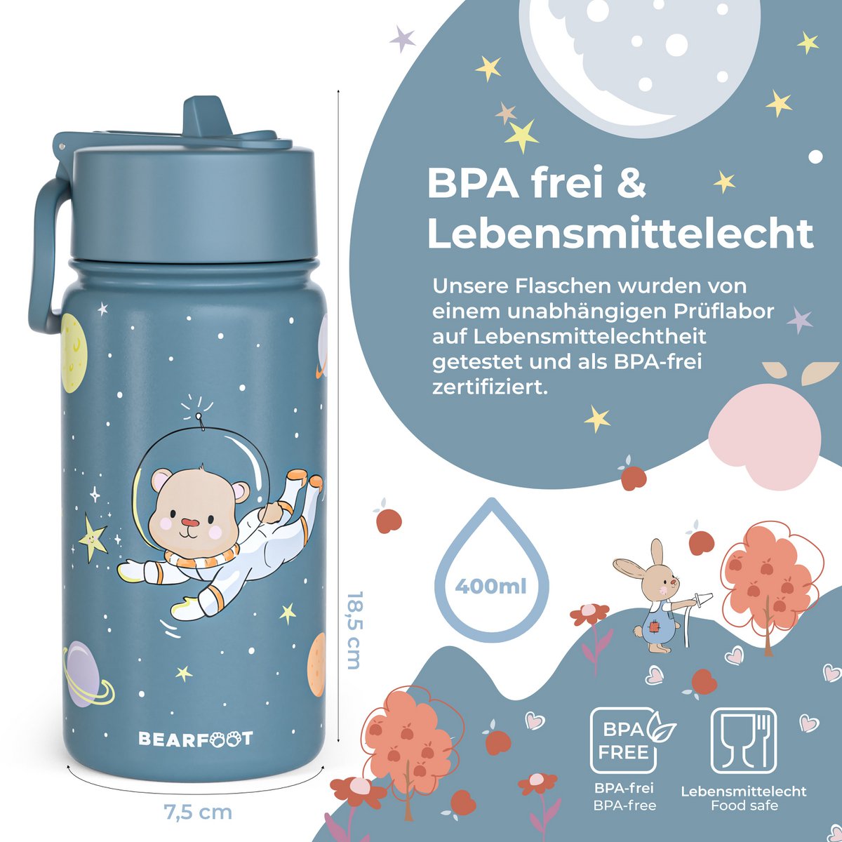 Kids' Stainless Steel Thermos Bottle – Astro Bear | 400 ml