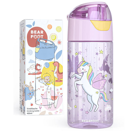 Kinder Trinkflasche Tritan – Wasserflasche Einhorn | 450 ml