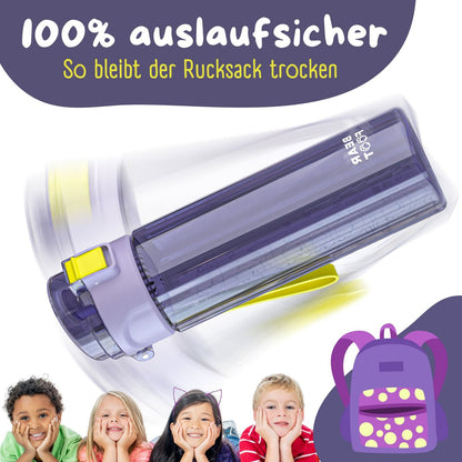 Kinder Trinkflasche 500 ml – Bär Logo Lila-Pink