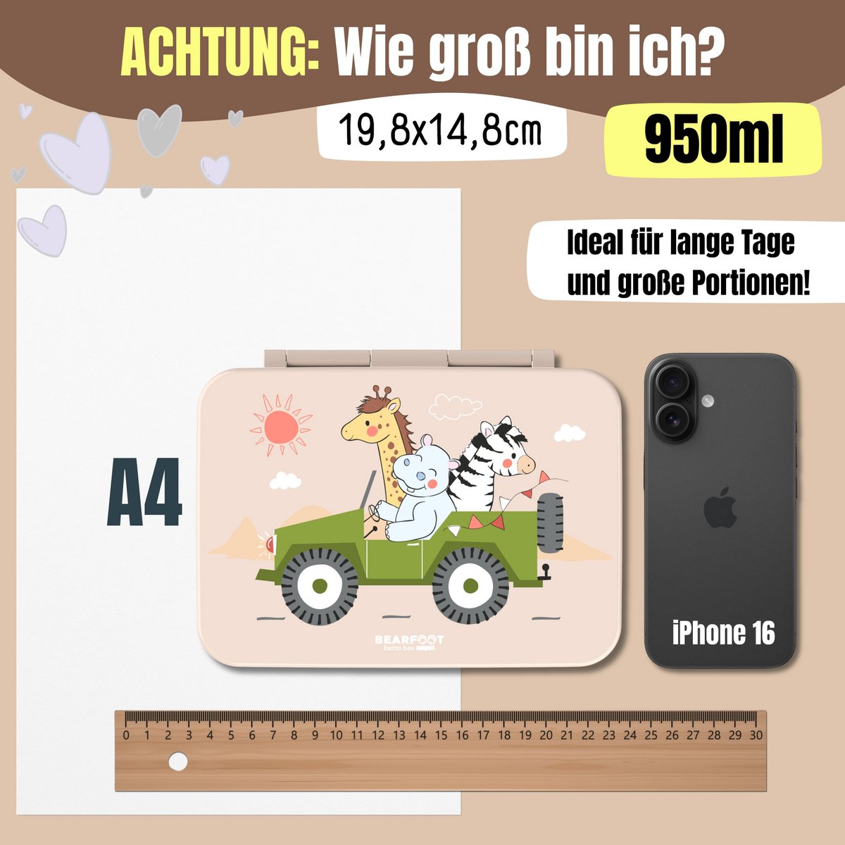 COMPACT Kinder Brotdose Bento Box - Safari