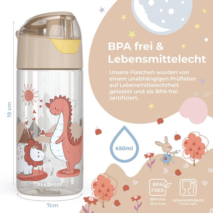 Kinder Trinkflasche Tritan – Wasserflasche Dinos | 450 ml