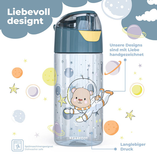 Kinder Trinkflasche Tritan – Wasserflasche Astro Bär | 450 ml