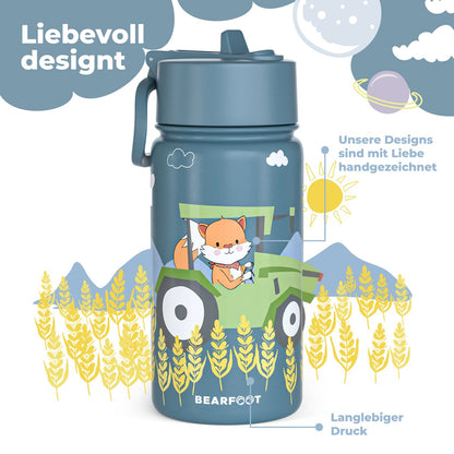 Kinder Thermosflasche Edelstahl – Traktor & Fuchs | 400 ml