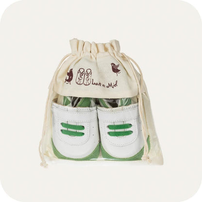 SNEAKER Babyhausschuhe aus weichem Leder (weiß/ grün)