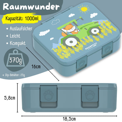 COMPACT Kinder Brotdose Bento Box - Traktor & Fuchs