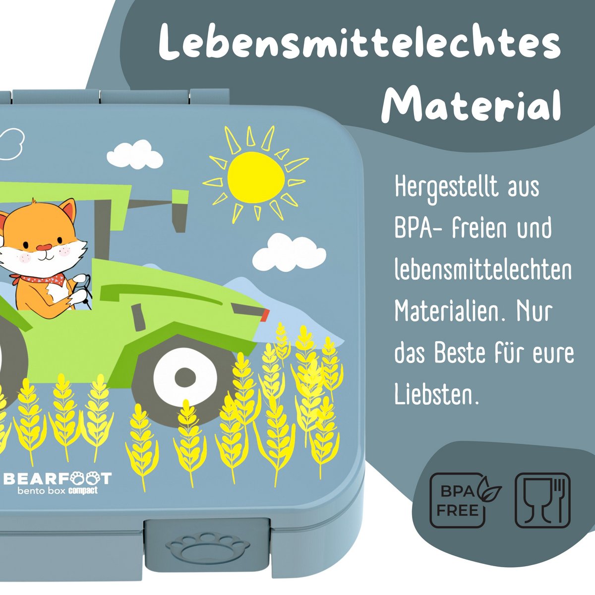 COMPACT Kinder Brotdose Bento Box - Traktor & Fuchs