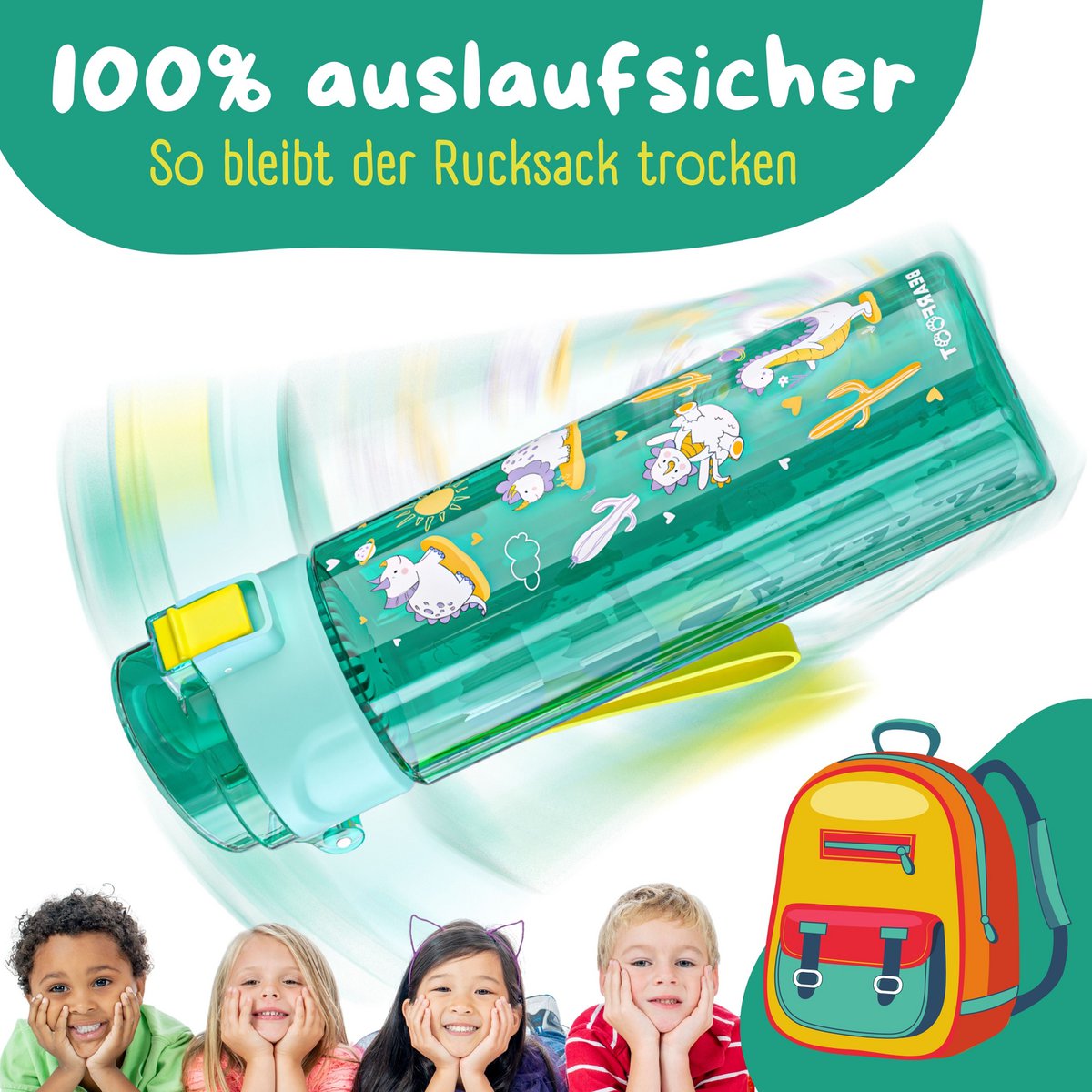 Kinder Trinkflasche 500 ml – Dinos Mint