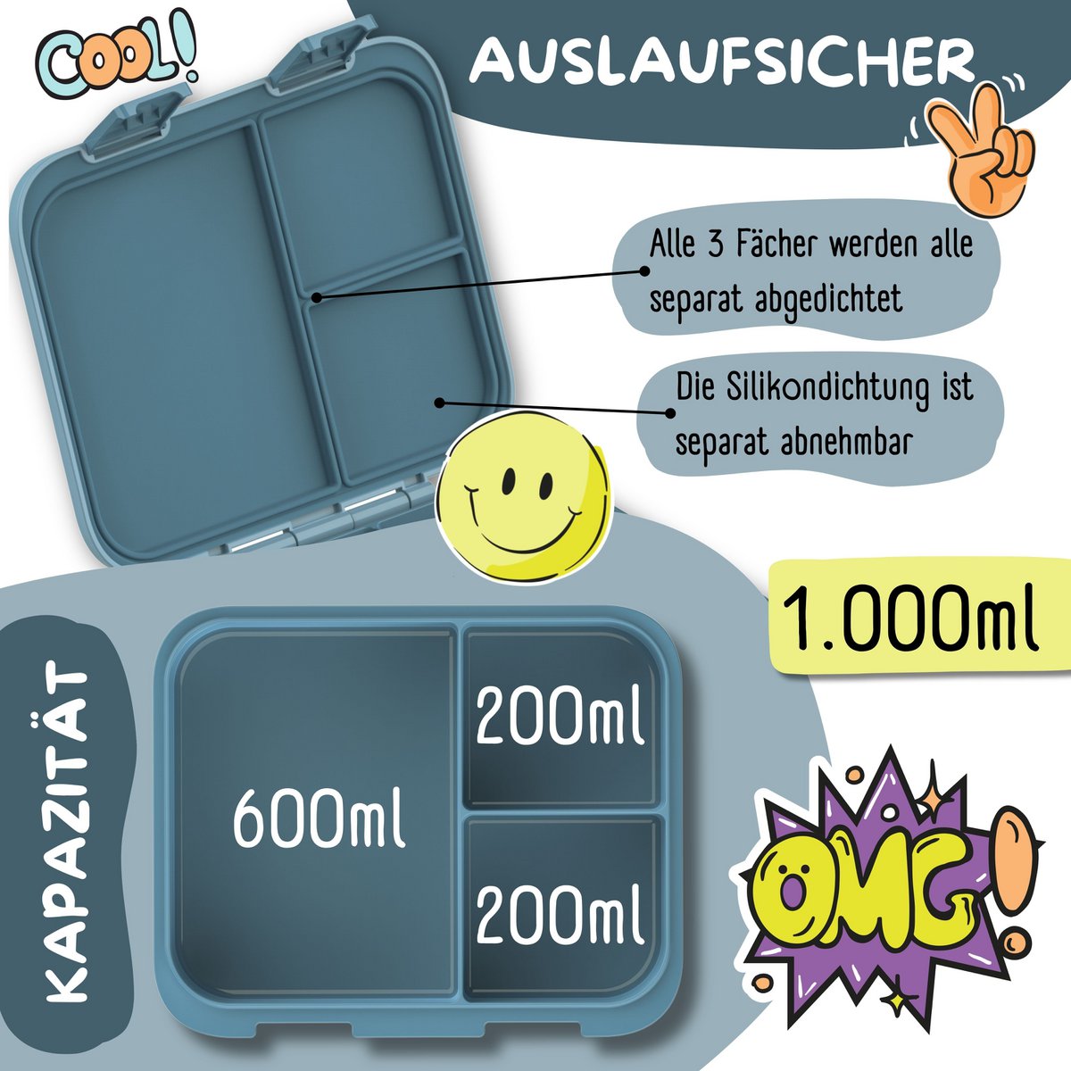 COMPACT Kinder Brotdose Bento Box - Traktor & Fuchs