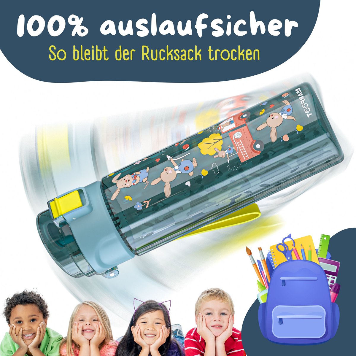 Kinder Trinkflasche 500 ml – Hase & Feuerwehr