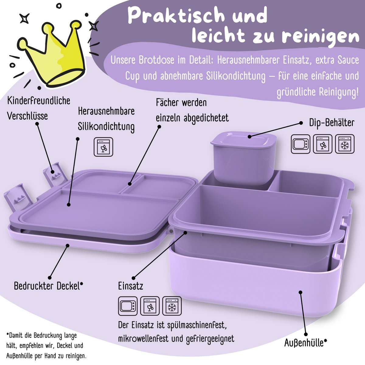 COMPACT Kinder Brotdose Bento Box - lila