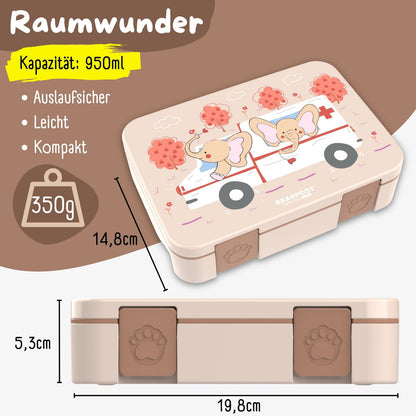 COMPACT Kinder Brotdose Bento Box - Krankenwagen & Elefant