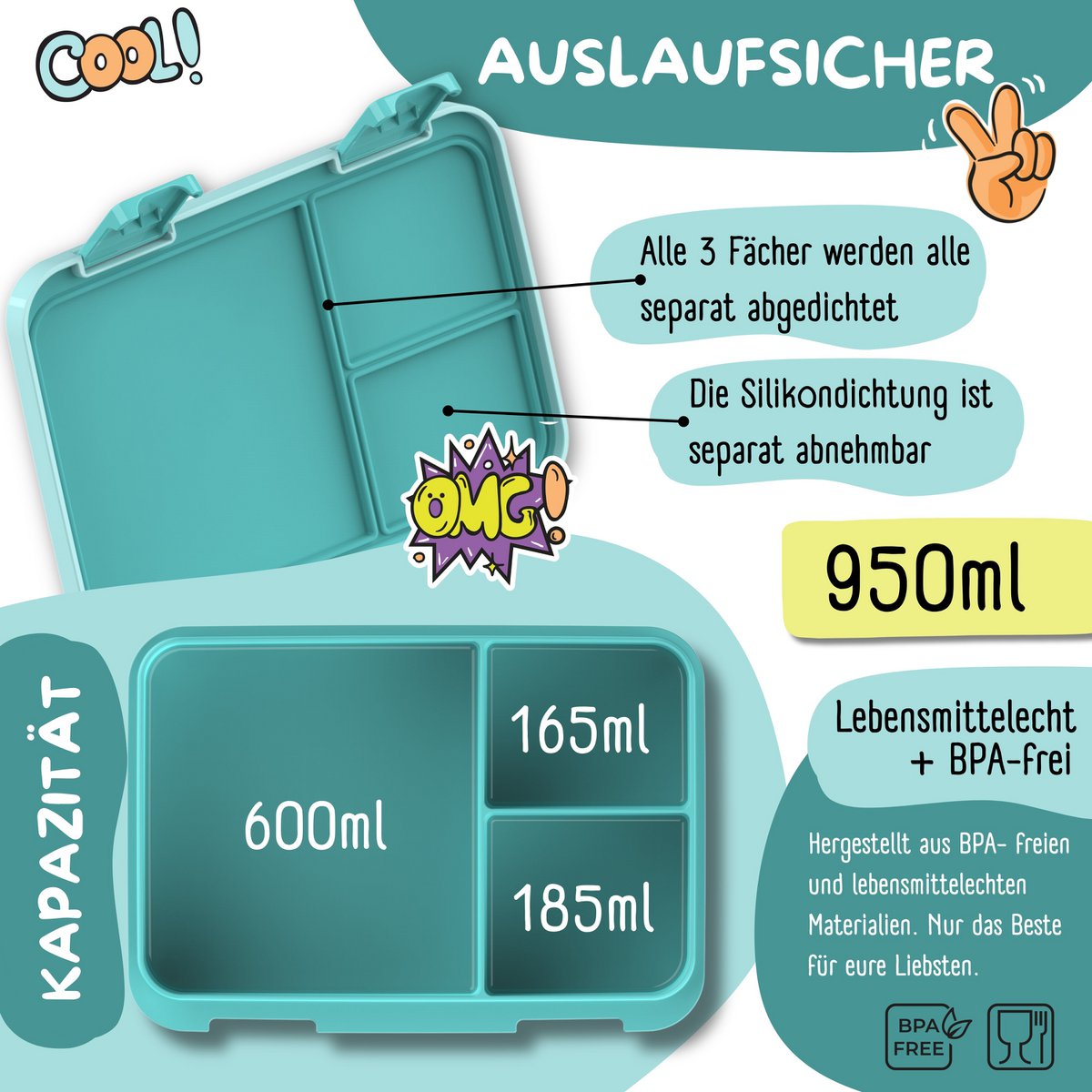 COMPACT Kinder Brotdose Bento Box - Schildkröte