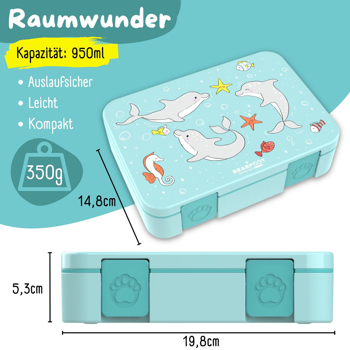 COMPACT Kinder Brotdose Bento Box - Delfin