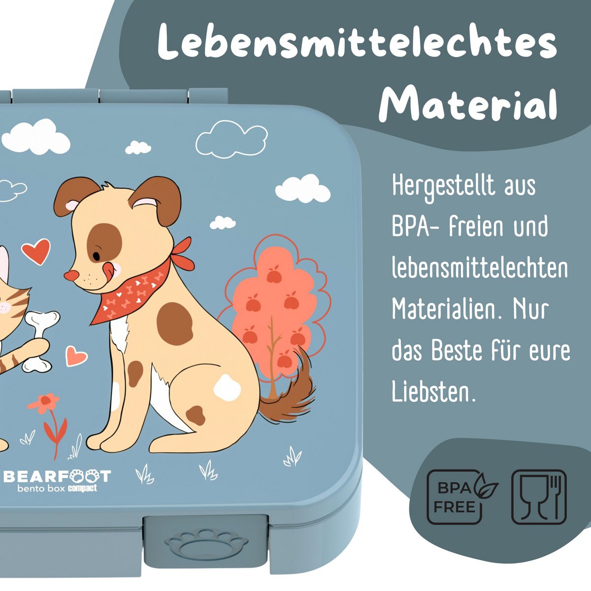 COMPACT Kinder Brotdose Bento Box - Hund & Katze